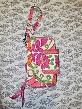 Vera Bradley Floral Quilted Wristlet Wallet- Pink & Green